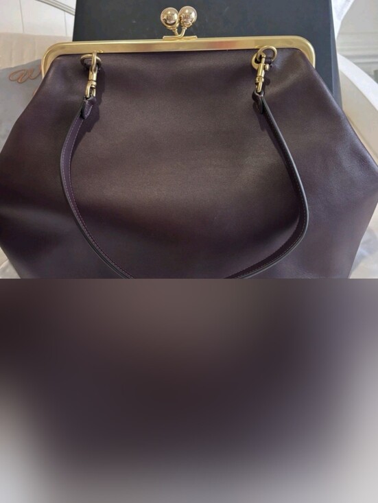 Coach Handbags - COACH Large Frame Kisslock In Black Currant